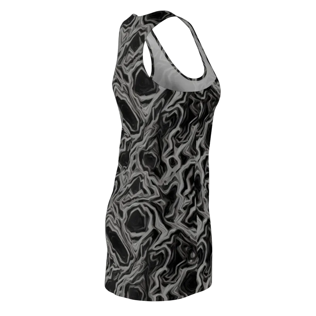 Black Marble Riot on Racerback Dress — Back Side