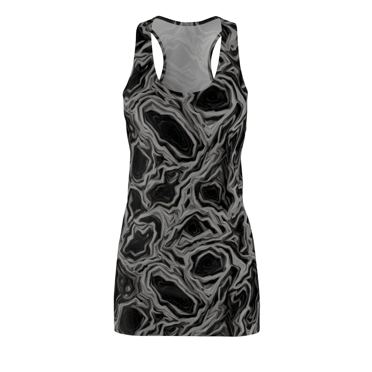 Black Marble Riot on Racerback Dress — Front