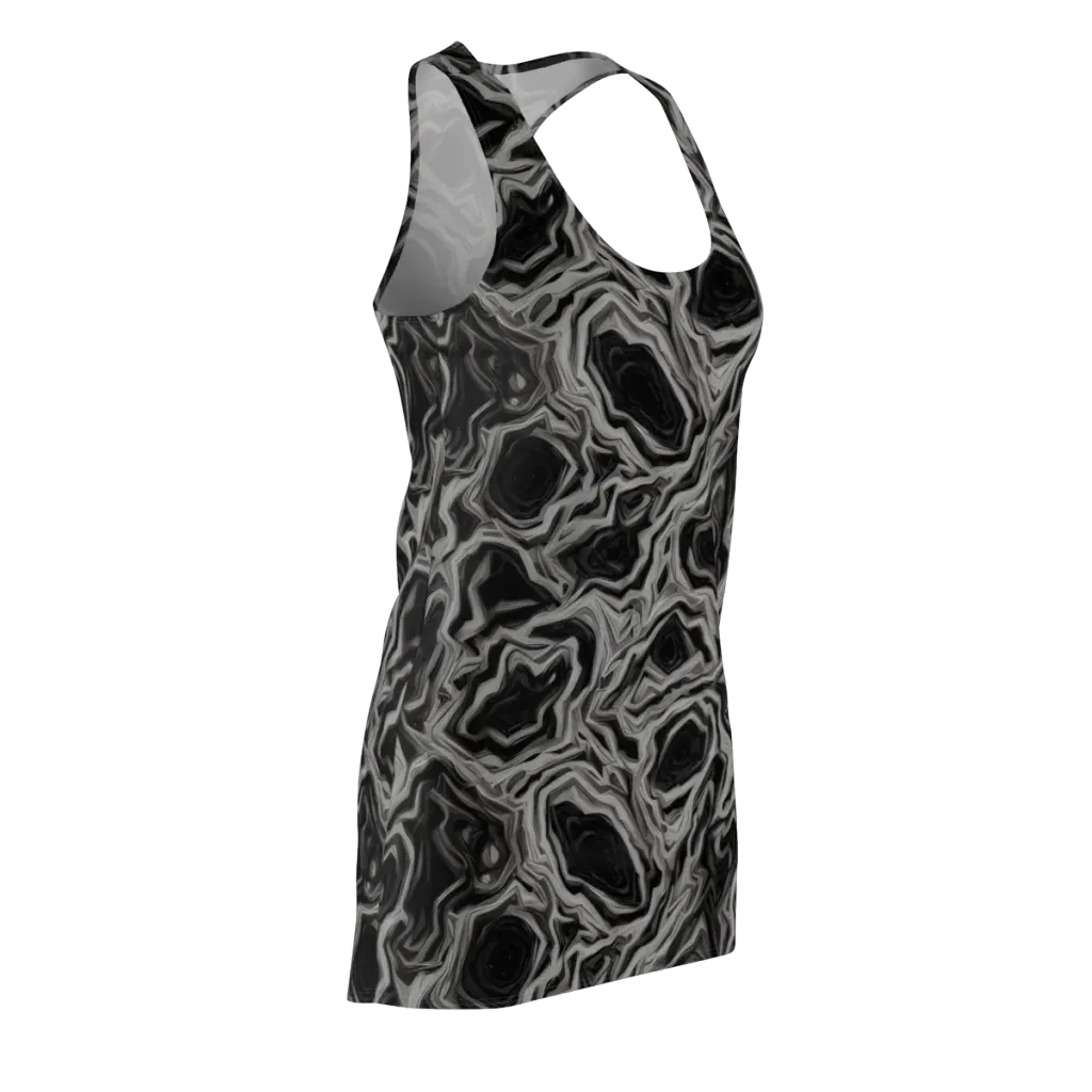 Black Marble Riot on Racerback Dress — Front Side