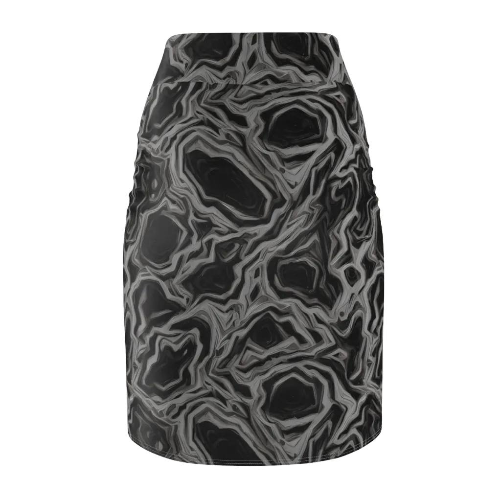 Black Marble Riot on Pencil Skirt — Back