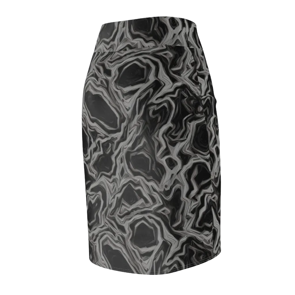 Black Marble Riot on Pencil Skirt — Back Side