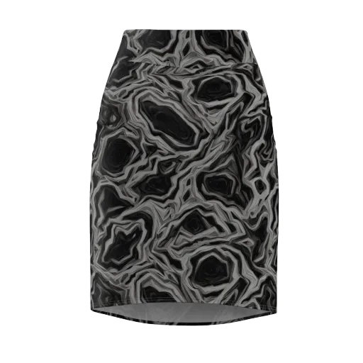 Black Marble Riot on a Pencil Skirt