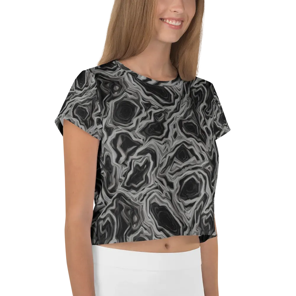 Black Marble Riot on Crop Tee — Right
