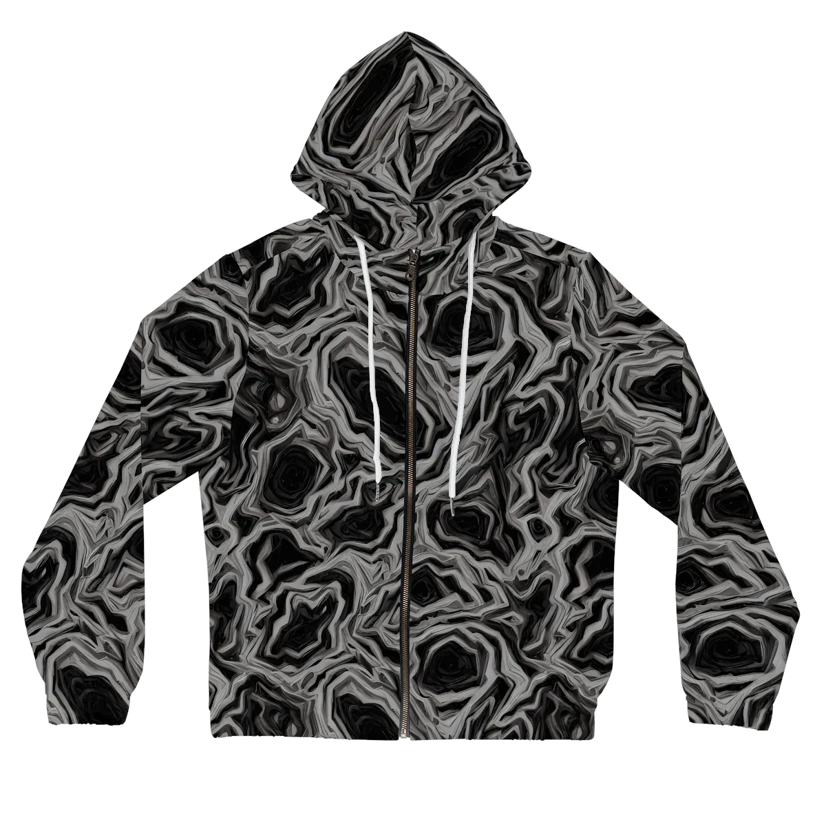 Black Marble Riot on Women's Full-Zip Hoodie — Front
