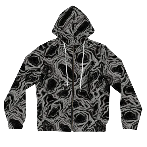 Black Marble Riot on a Women's Full-Zip Hoodie