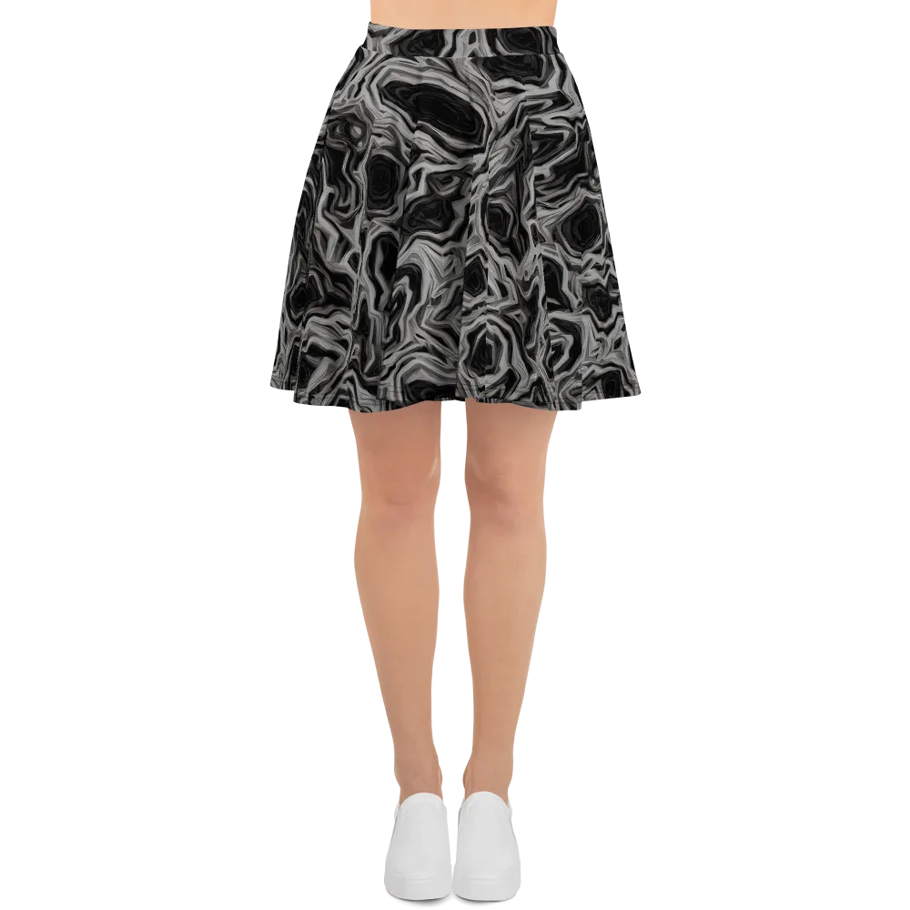 Black Marble Riot on Skater Skirt — Front