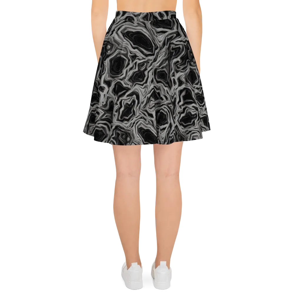 Black Marble Riot on Skater Skirt — Back