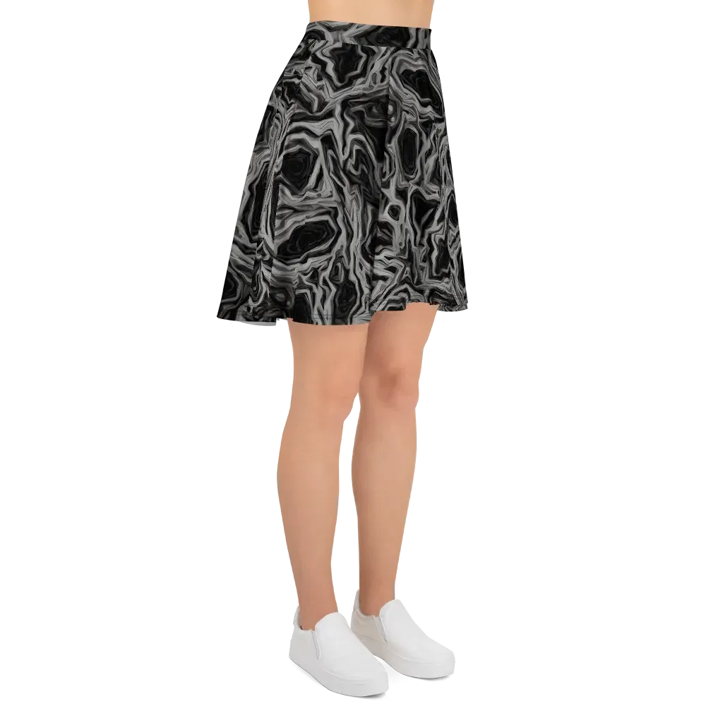 Black Marble Riot on Skater Skirt — Right