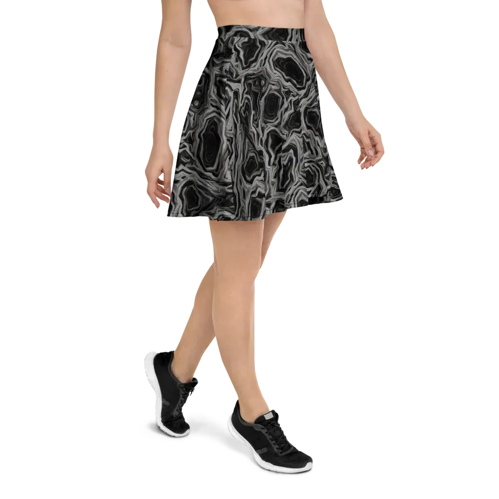 Black Marble Riot on Skater Skirt — Right