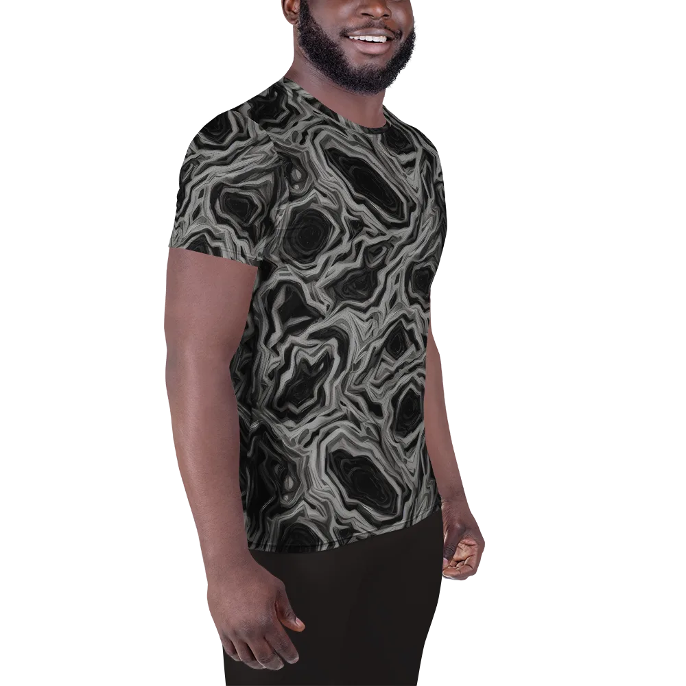 Black Marble Riot on Men's Athletic T-Shirt — Right