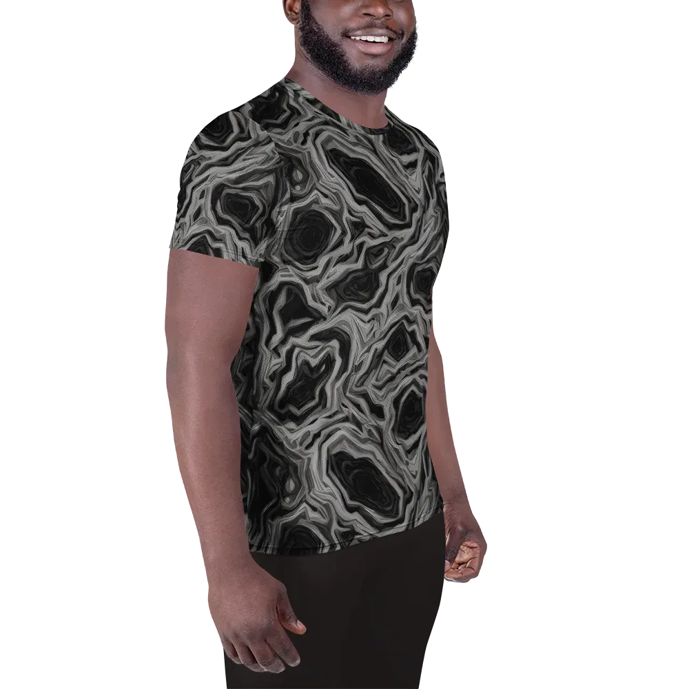 Black Marble Riot on Men's Athletic T-Shirt — Right