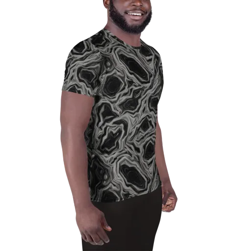Black Marble Riot on a Men's Athletic T-Shirt