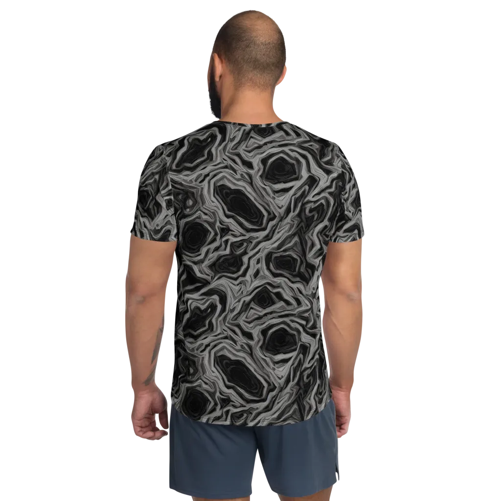 Black Marble Riot on Men's Athletic T-Shirt — Back