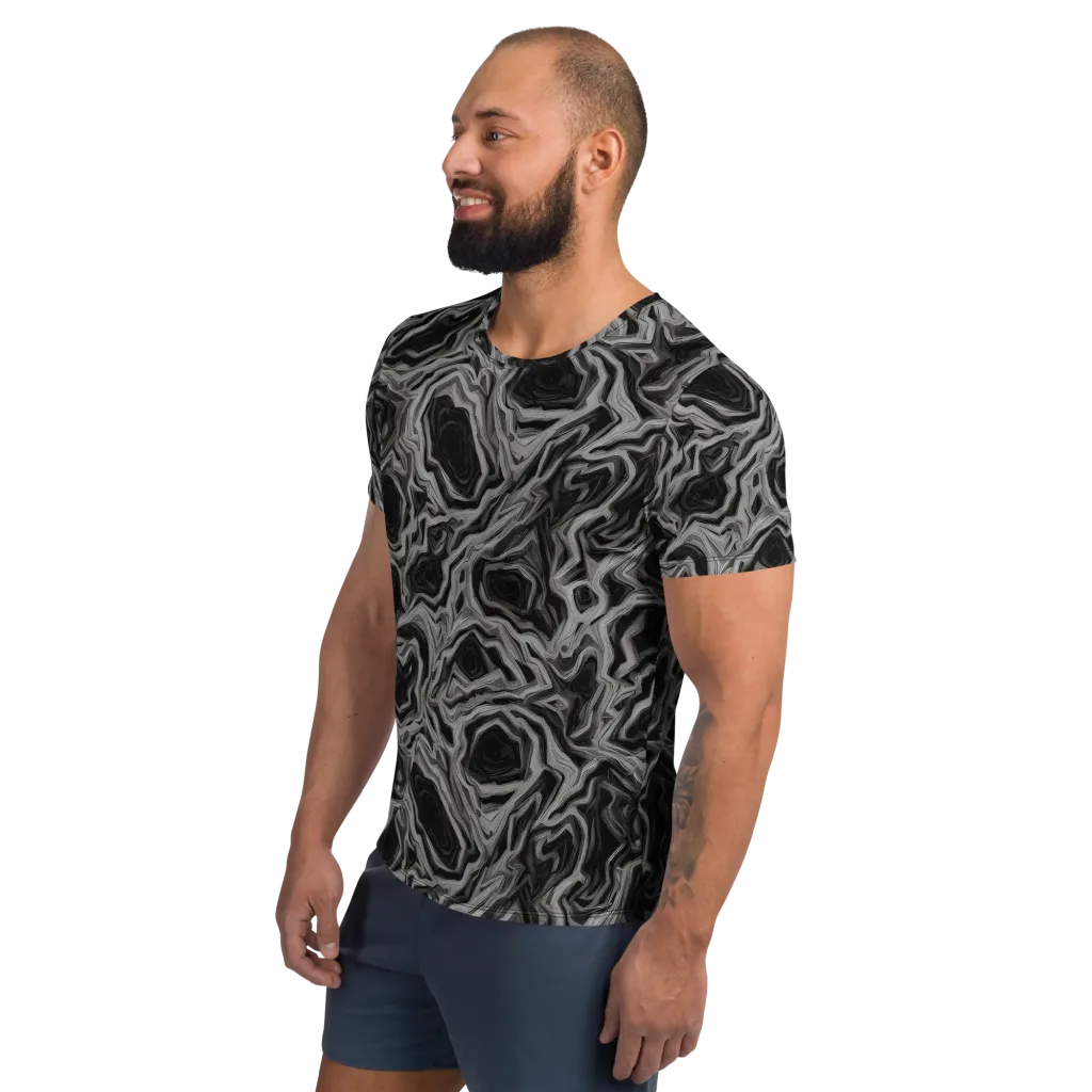 Black Marble Riot on Men's Athletic T-Shirt — Left