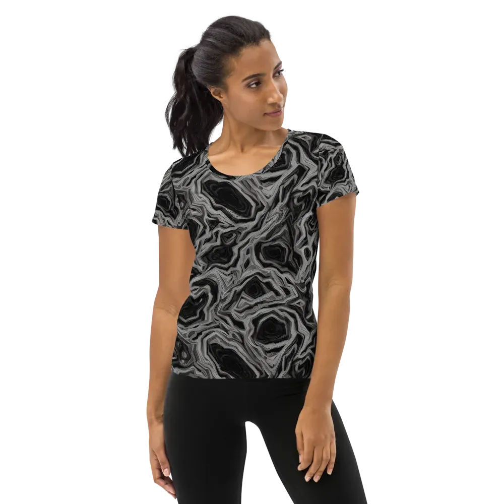 Black Marble Riot on Women's Athletic T-Shirt — Front