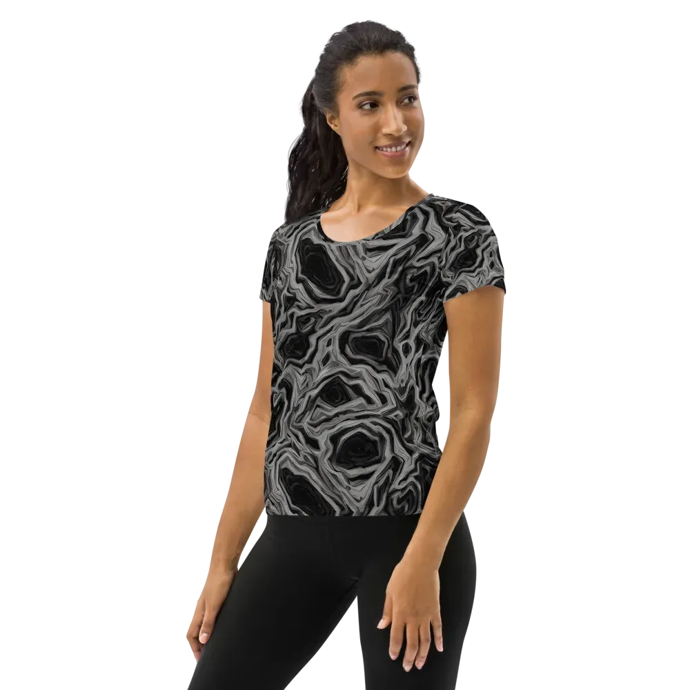 Black Marble Riot on Women's Athletic T-Shirt — Left