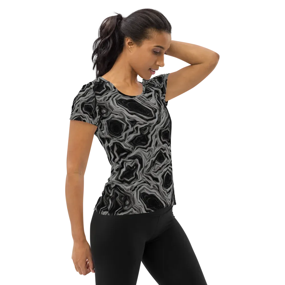 Black Marble Riot on Women's Athletic T-Shirt — Right
