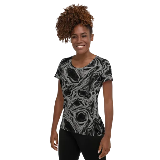 Black Marble Riot on a Women's Athletic T-Shirt