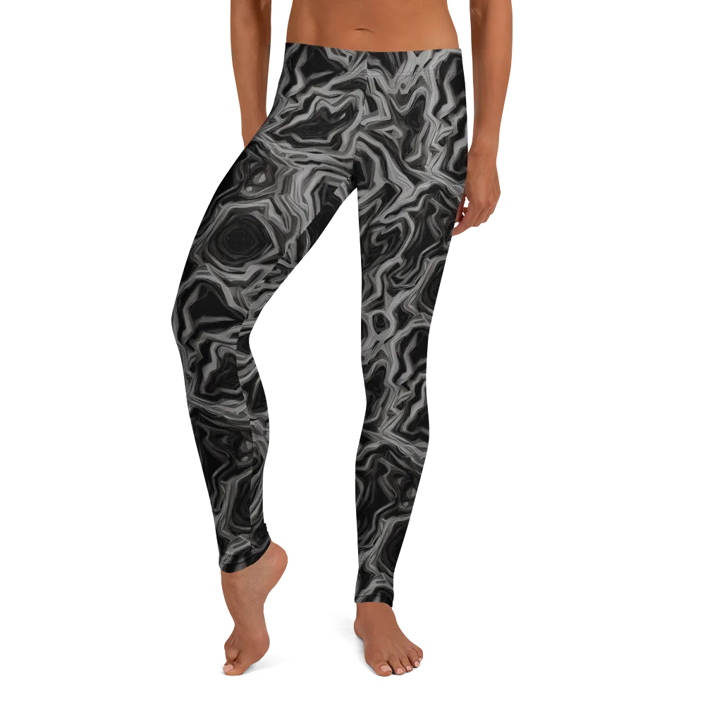 Black Marble Riot on Leggings — Front
