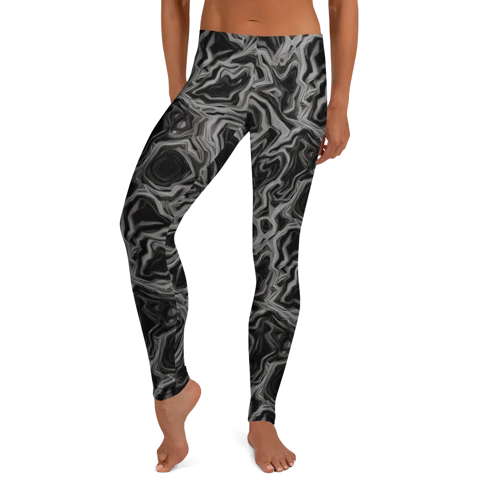 Black Marble Riot on Leggings — Front
