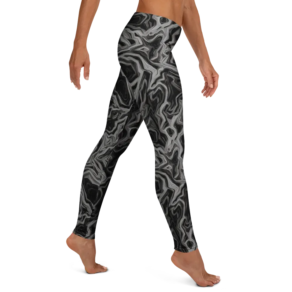 Black Marble Riot on Leggings — Right