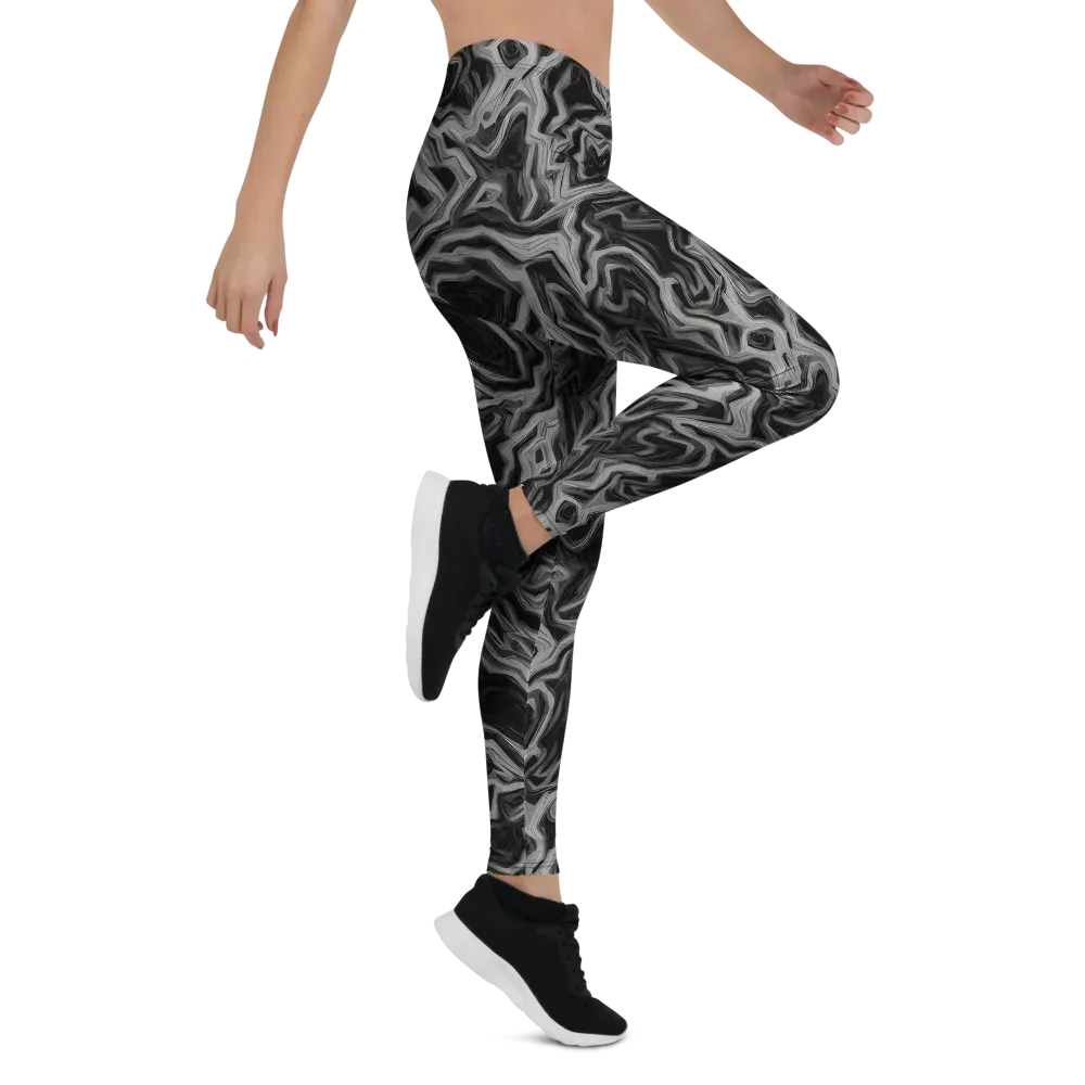 Black Marble Riot on Leggings — Right
