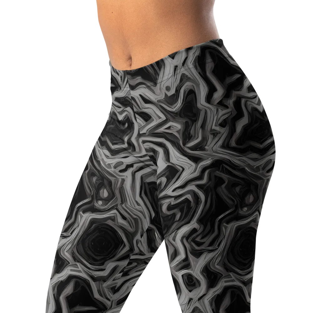 Black Marble Riot on Leggings — Left Front