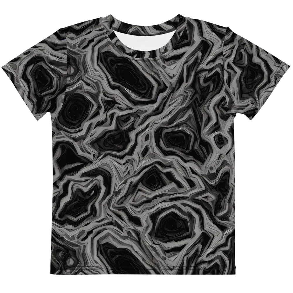 Black Marble Riot on Kids Crew Neck T-Shirt — Front