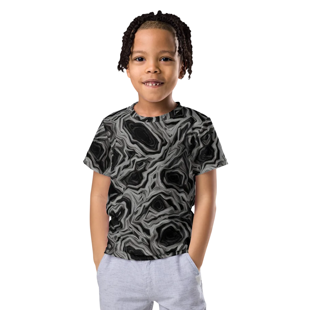 Black Marble Riot on Kids Crew Neck T-Shirt — Front