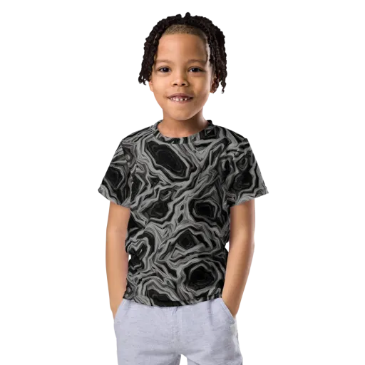 Black Marble Riot on a Kids Crew Neck T-Shirt