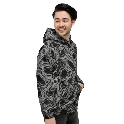 Black Marble Riot on a Hoodie