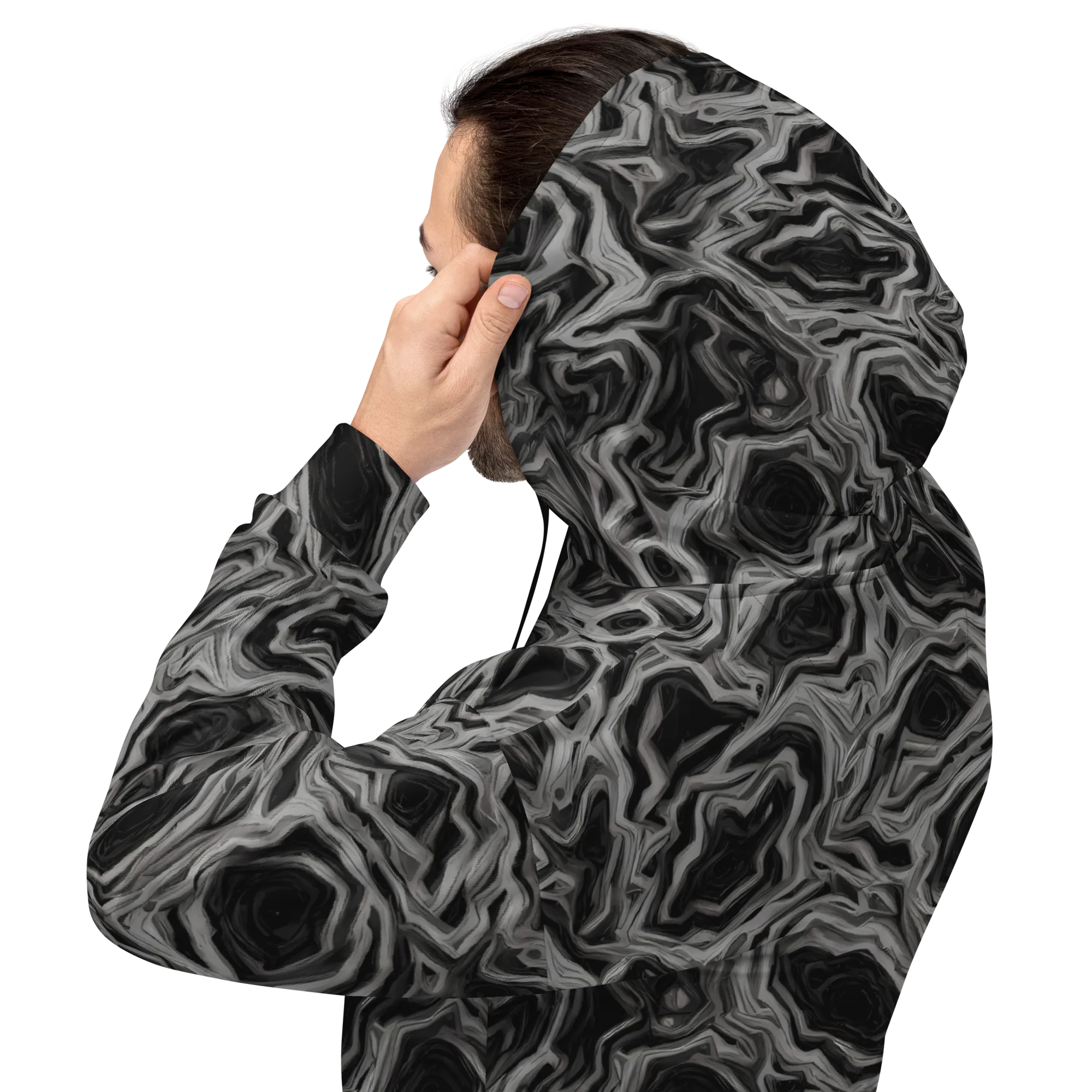 Black Marble Riot on Hoodie — Back