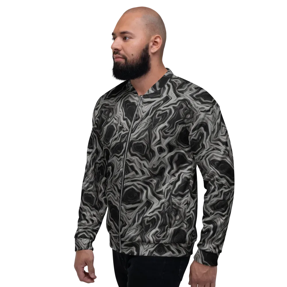 Black Marble Riot on Bomber Jacket — Left