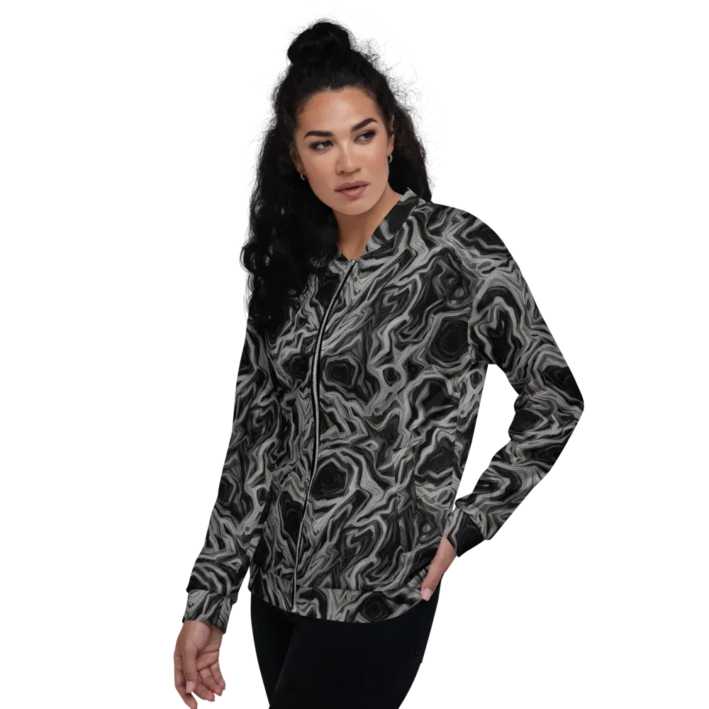 Black Marble Riot on Bomber Jacket — Left