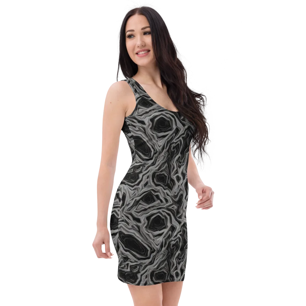 Black Marble Riot on Bodycon Dress — Right Front