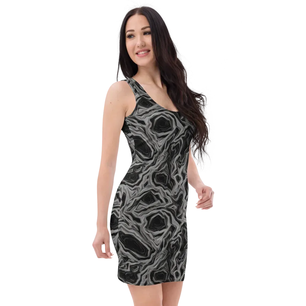 Black Marble Riot on Bodycon Dress — Right Front