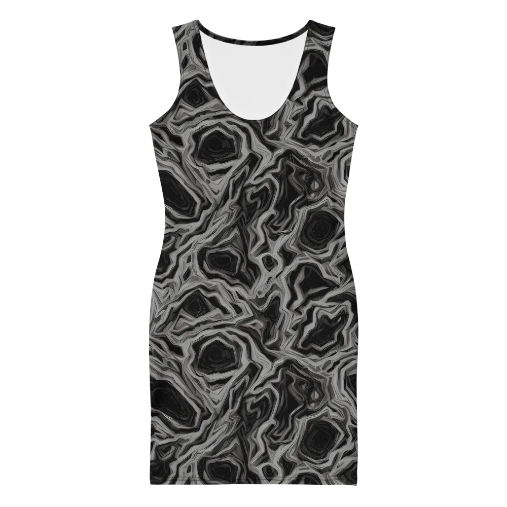 Black Marble Riot on Bodycon Dress — Front