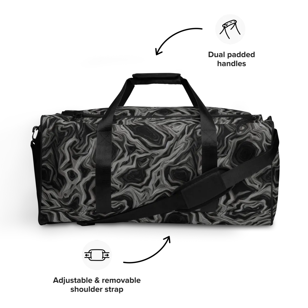 Black Marble Riot on Duffle Bag — Front