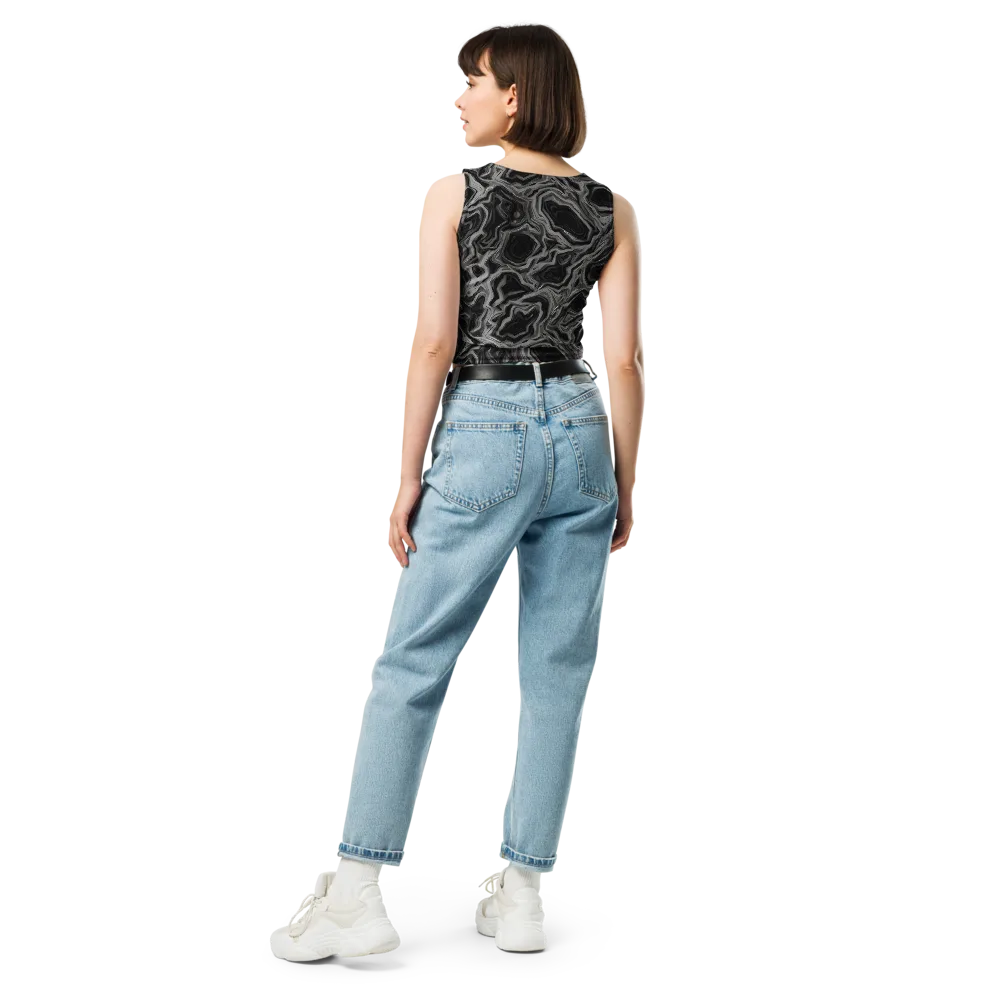 Black Marble Riot on Crop Top — Back