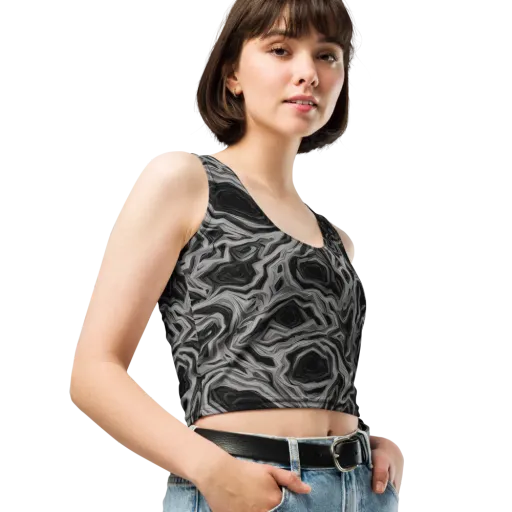 Black Marble Riot on a Crop Top