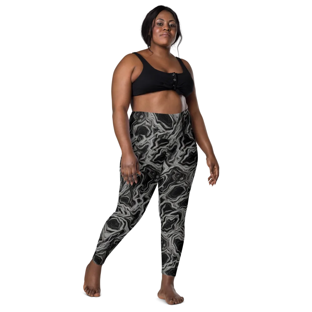 Black Marble Riot on Leggings with Pockets — Front