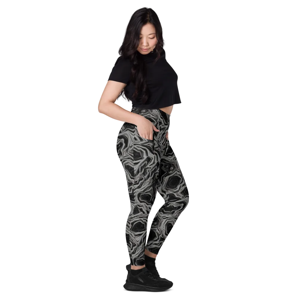 Black Marble Riot on Leggings with Pockets — Right
