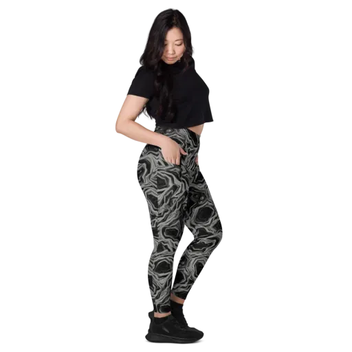 Black Marble Riot on a Leggings with Pockets