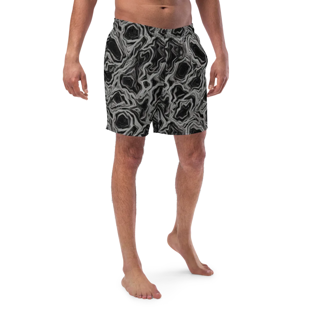 Black Marble Riot on Swim Trunks — Front