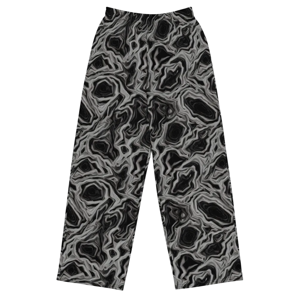 Black Marble Riot on Wide-Leg Pants — Front