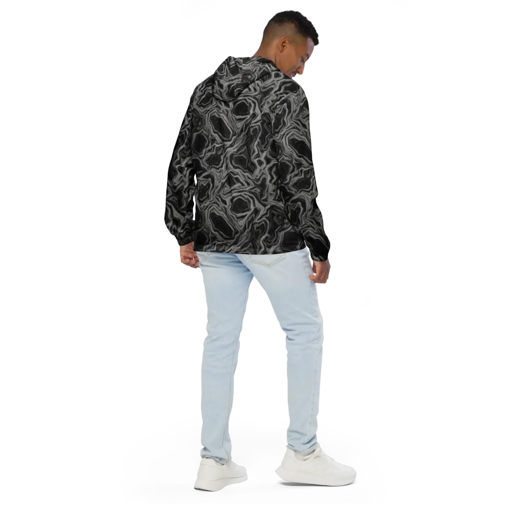 Black Marble Riot on Men's Windbreaker — Back
