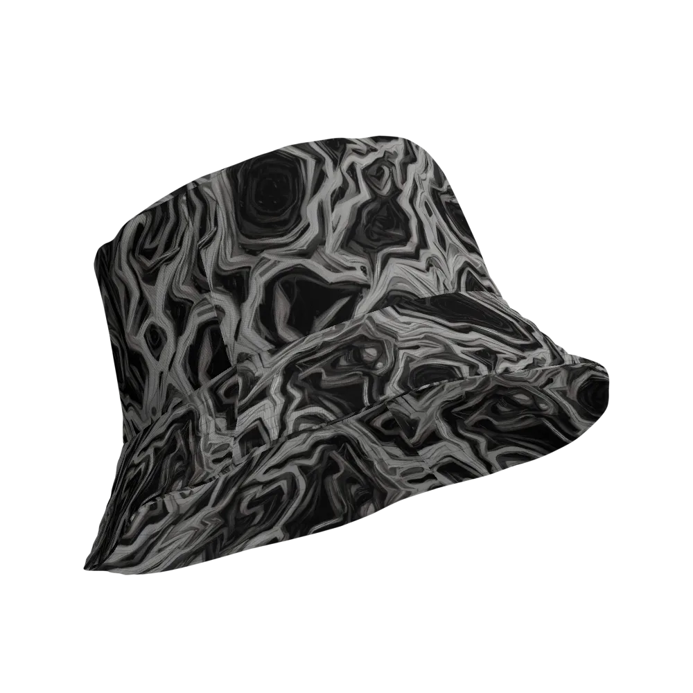 Black Marble Riot on Reversible Bucket Hat — Product details Outside