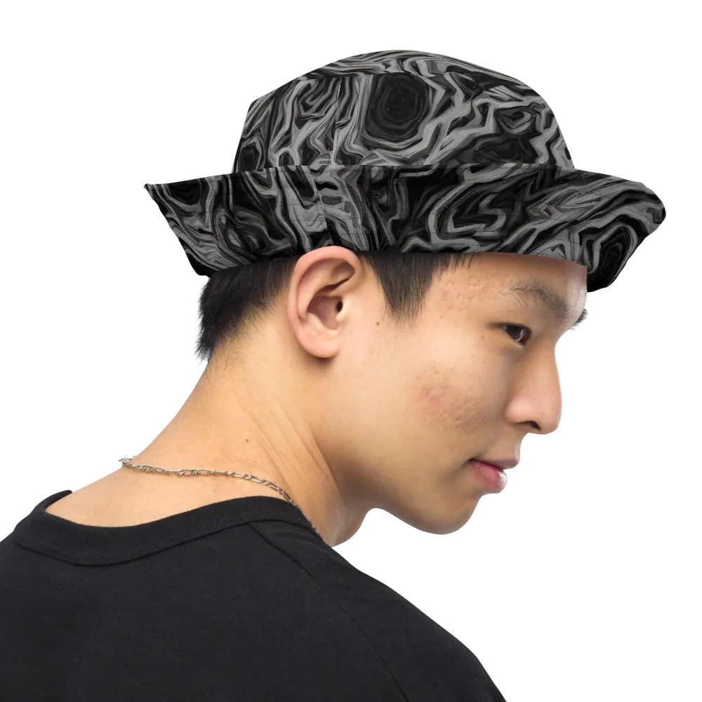 Black Marble Riot on Reversible Bucket Hat — Right Outside