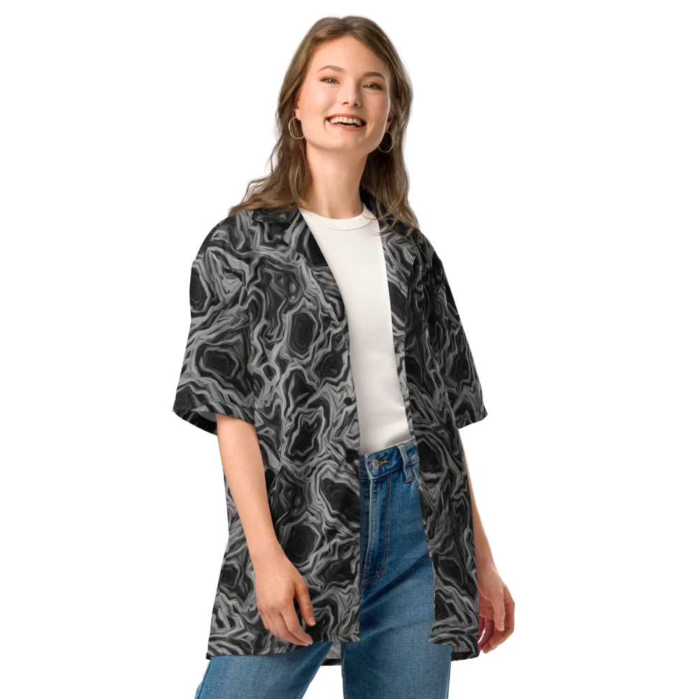 Black Marble Riot on Button Shirt — Front