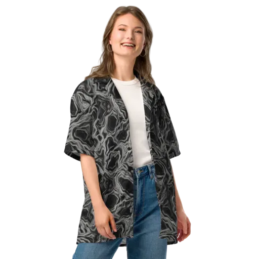 Black Marble Riot on a Button Shirt